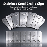 Panneau Braille en Acier Inoxydable, Plaque Indicatrice de Direction Tactile, Panneau Braille Personnalisable Accessible pour la Signalisation Publique