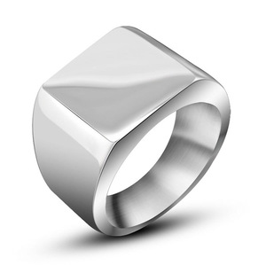 Men's Titanium Steel Square <b>Ring</b> Geometric Design <b>Plain</b> Band Jewelry Gift SA559 - Product Image 5