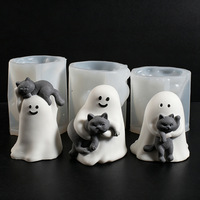 Moule en silicone chat fantôme gothique style Halloween mignon, figurine chat vintage en position de câlin