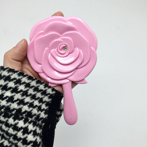 Espejo de Mano con Diseño de Rosa <span class=keywords><strong>para</strong></span> Habitación de Niñas, Estilo Europeo, Mango Tridimensional, Espejo de Maquillaje Pequeño y Práctico - Product Image 4