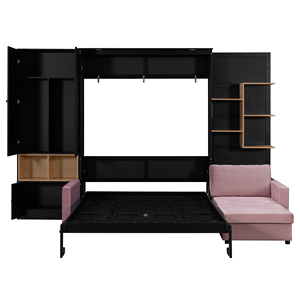 [Estoque nos EUA] Cama Murphy Queen Size com Sofá Grande e Armário de Armazenamento para Quarto Pequeno, Entrega Rápida do Armazém dos EUA, MOQ 1 Unidade - Product Image 1