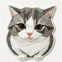 Patchs ronds personnalisés en feutre non tissé avec broderie, à dos thermocollant, pour chapeaux et vêtements, motif chaton mignon
