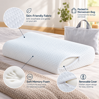 Oreiller ergonomique en mousse à mémoire de forme respirante avec contour en forme de B de 10 cm x 7 cm, soutien du cou, housse amovible