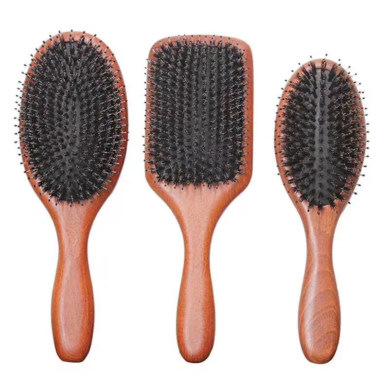 E-CO outils de santé biodégradables respectueux produits pour cuir chevelu à dents larges peigne de massage en bambou naturel brosse à cheveux en bois