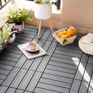 กระเบื้องพื้นไม้เทียม WPC สีเทา ขนาด 30*30*2.3 ซม. แบบประกบกัน สำหรับใช้งานกลางแจ้ง - Product Image 1