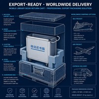 Boîte de retour de livres en libre-service intelligente avec RFID |   Chariot de collecte mobile à levage automatique |   Boîte de dépôt de livres de bibliothèque avec lecteur RFID