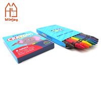 Benutzerdefiniertes Logo 6er-Pack Wachsmalstifte in Kraftpapier-Fensterbox, Ungiftige Kinder-Wachsmalstifte-Set für Werbegeschenke
