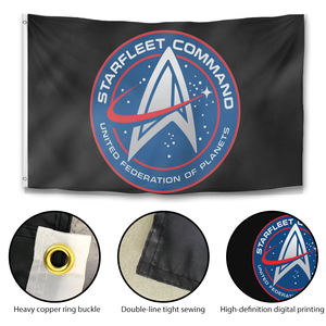 Bandera de Comando de la Flota Estelar de <span class=keywords><strong>Star</strong></span> <span class=keywords><strong>Trek</strong></span>, 3x5 pies, Bandera de <span class=keywords><strong>Película</strong></span> de Ciencia Ficción, Poliéster de Doble Cara, para Decoración de Pared del Hogar para Fanáticos - Product Image 3