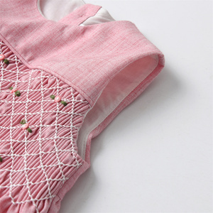 Vestido de Verano sin Mangas hasta la Rodilla para Bebé Niña, Bordado Floral de Lino y Algodón, Transpirable - Product Image 6