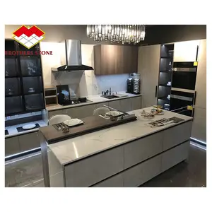 人造定制中国抛光Calacatta白色石英台面厨房石板用于厨房桌面