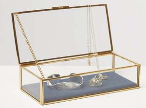 Caja Organizadora de Joyas Lista para la Venta, con Estilo Antiguo, Fabricada en Metal y Vidrio, de Forma Rectangular - Product Image 3