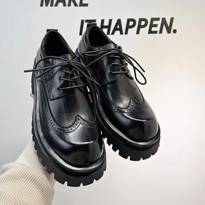 Chaussures Derby classiques noires pour hommes, à lacets, plateforme, semelle épaisse, robustes, antidérapantes, pour le travail et les activités de plein air - Product Image 4