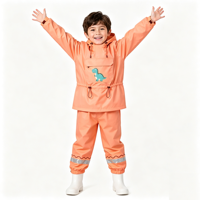 Ensemble imperméable en nylon PU pour l'extérieur, veste anorak à capuche et pantalon color block avec bandes réfléchissantes pour enfants (équitation)