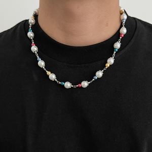 Y2K Multi Color CCB Imitated Pearl Beaded Necklaces for <strong>Men</strong> Trendy Male Clavicle Chains <strong>Accessories</strong> on Neck <strong>Fashion</strong> Jewelry Gift - Product Image 1