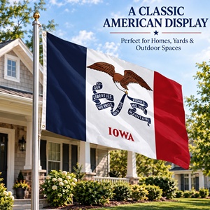 Drapeau de l'État de l'Iowa (USA) 3x5FT, en nylon 210D robuste, brodé et cousu, ourlet quadruple, œillets en laiton massif - Product Image 6
