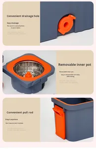 Nouveau design de vadrouille magique portable de haute qualité pour le nettoyage de la maison avec têtes rotatives et <span class=keywords><strong>seau</strong></span> de vadrouille en plastique avec essoreuse et roues - Product Image 5