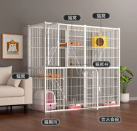 Villa pour chat d'intérieur extra spacieuse avec bac à litière intégré, maison pour chat avec espace libre