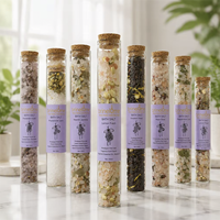 OEM ODM Sels de bain en tube en verre au sulfate de magnésium d'Epsom, sel marin et sel de l'Himalaya, parfum Rose, Jasmin, Lavande, Citron