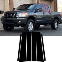 Adecuado para Nissan Titan Crew, panel de cubierta de marco de puerta lateral de coche, decoración de ventana, pegatina de pilar central negro brillante