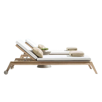 Chaise longue de piscine, lit de repos en teck pour hôtel de luxe, mobilier d'extérieur moderne résistant aux UV, marque Haoqi