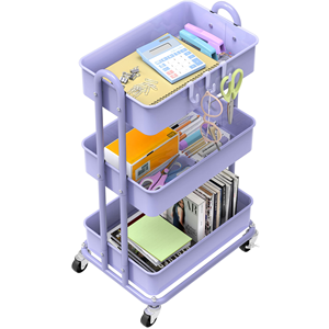 Multi Functional 3-layer Metal Modern Durable Non-folding <b>Storage</b> Rack Movable Floor Handcart Snack <b>Kitchen</b> Rolling Handcart - Product Image 3