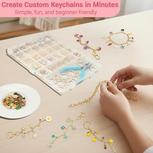 Kit de fabrication de porte-clés brillants à lèvres DIY avec breloques, crochets de sac, fermoirs mousquetons, anneaux de jonction et pince à bijoux - Product Image 4