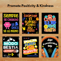 Lot de 10 affiches espagnoles sur la mentalité de croissance |   Décoration de classe d'espagnol motivante (ensemble de 10 pièces)