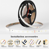 Bande LED SMD 2835 Haute Densité CCT 2700K-6500K 120 180 192 196 240 LED avec Contrôle Intelligent par APP pour Maison, Vitrine, Armoire de Centre Commercial