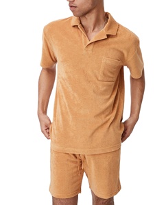 Conjunto de Camiseta Polo y Pantalones Cortos de Color Sólido para Hombre, Ropa Casual de Otoño, 100% Algodón Tejido Transpirable de 240g, Estilo Cuello Polo - Product Image 3