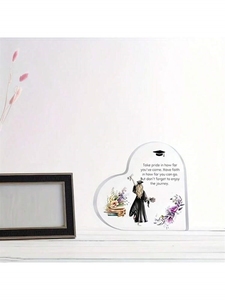 2D plano 1 pieza, placa de corazón de acrílico de decoración de graduación, adorno de escritorio de regalo, para amigo, bendición y refranes, Navidad, fiesta <span class=keywords><strong>Ta</strong></span> - Product Image 5