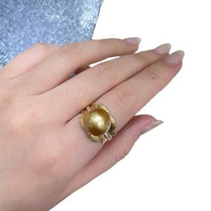 Manufacturer Wholesales Natural Gold Bead Rings 12-13mm Round and Slightly Flawed Light Luxury Noble Touch for Pearl Lovers - Product Image 5