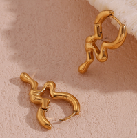 Gaovo Boucles d'oreilles créoles en acier inoxydable 316L plaqué or PVD 18K, épaisses, creuses, géométriques, bijoux d'oreille tendance pour femme