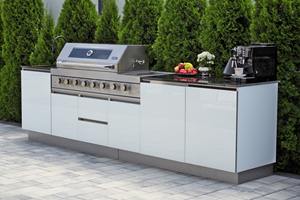 BAINENG الخشب الحبوب الفاخرة وحدات حِرفية المطابخ أثاث تصاميم المطبخ الحديثة الفولاذ المقاوم للصدأ مطبخ في الهواء الطلق مجلس الوزراء - Product Image 2