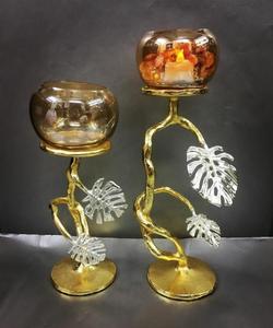 Buy Luxury Metal <b>Candle</b> Holder <b>Set</b> with Glass Bowl Decorative Tabletop Tealight Holder for Home Decor Uses - Product Image 3