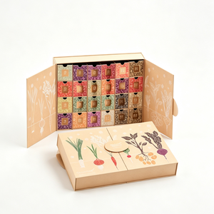 Boîte cadeau calendrier de l'avent pour graines, personnalisable, avec 24 tiroirs à graines, impression botanique et structure réutilisable - Product Image 1