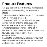 Carte de développement ESP32-C5-N4, Type-C, WiFi6, Bluetooth5.0, RISC-V, 4 mo de mémoire Flash, 2.4G, 5G, module sans fil IoT double bande