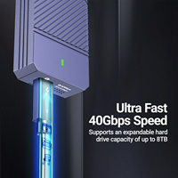 علبة ألومنيوم JEYI لمحرك أقراص SSD نوع M.2 NVMe بسرعة 40 جيجابت في الثانية، متوافقة مع USB 4.0 وType-C 4.0 وThunderbolt 4/3 وUSB 3.2