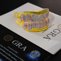 Hip Hop Grillz Dents Mosaïque Réglage Mix Taille Pierre GRA Rappeur Grills Glacé 925 Argent VVS Diamant Moissanite Grillz