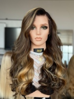 SHY 13x5 Perruque Lace Front HD sans colle, Cheveux Humains Bruts, Couleur Personnalisée Salon, Ligne de Cheveux Ondulée Pré-épilée, OEM ODM