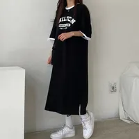 Robes Femme Manches Courtes Imprimé Lettres Mode Coréenne Printemps-Été 2024 Harajuku Streetwear T-shirts Robe Féminine