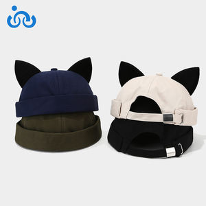 New Style No Brim <span class=keywords><strong>Hat</strong></span> mit niedlichen Katzen ohren Mode Retro Street Hip-Hop Baseball Cap <span class=keywords><strong>Adult</strong></span> Großhandel anpassbare Hut - Product Image 1