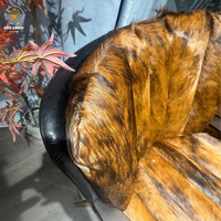 Fauteuil d'appoint style Mid-Century à imprimé tigre, structure en bois massif, fauteuil lounge rétro pour salon, bureau ou balcon