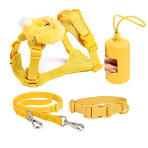 Set Kalung dan Tali Anjing PVC Warna Macaron Baru, Anti-Lepas, Harness Nilon Anti-Tarik dengan Ventilasi Lembut untuk Anjing Kecil dan Sedang - Product Image 1