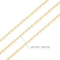 Chaîne en or véritable Au750 directement de l'usine, collier en or massif 18K/14K/22K, chaîne à maillons en corde de 1,75 mm et 1,05 mm pour la fabrication de bijoux