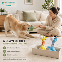Jouet à tirer pour chien en corde pelucheuse avec couineur, jouets pour animaux de compagnie en corde de coton en forme de girafe et de dinosaure pour la vente au détail, la revente et la vente en gros