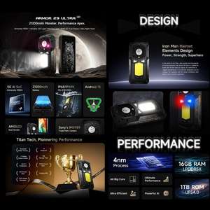 En vente Ulefone Armor 29 Ultra 5G Téléphone mobile robuste 16 Go + 1 To Vision nocturne 6.67 pouces + 1.04 pouces Android 15 Polyvalent LED Light - Product Image 5