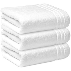 Serviettes de bain tissées 100 % coton pour adultes, 70x140cm, 400-1000gsm, écologiques, durables, certifiées ISO9001, résistantes à l'eau de Javel, pour usage hôtelier - Product Image 1