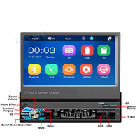 Radio Mobil Android Universal 1din Layar Retractable 7 Inch Pemutar DVD Mobil GPS Amplifier DSP-Mobil MP5 Stereo Bt