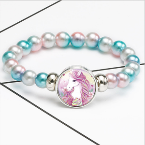Yiwu usine de dessin animé mignon coloré licorne cheval un chapelet de perles bracelet enfant enfants orthèse dentelle - Product Image 1