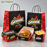 Sac en papier noir personnalisé avec logo pour la livraison de plats à emporter des restaurants et l'emballage alimentaire de détail